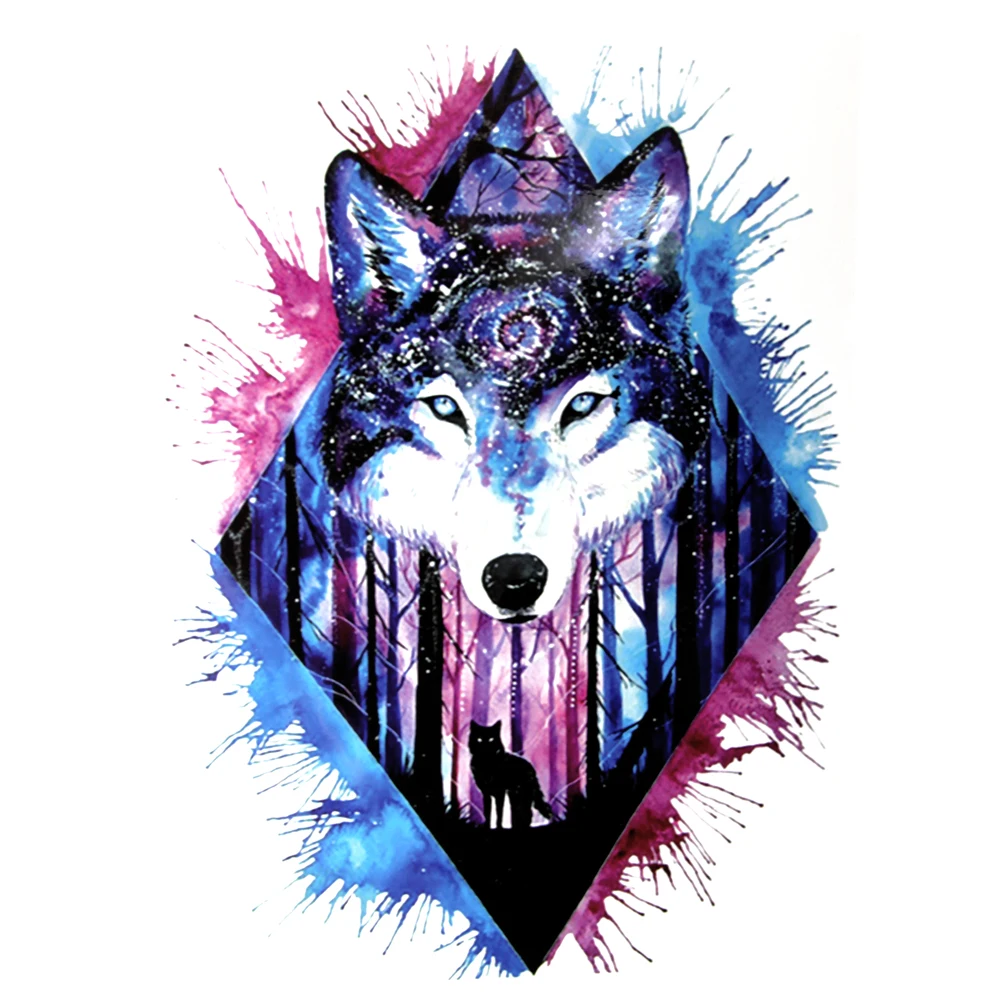 Popular Customize Water Transfer Temporary Harmless Tattoo Sticker Boho Body Painting Wolf Graphics Temporary Tattoo Sticker