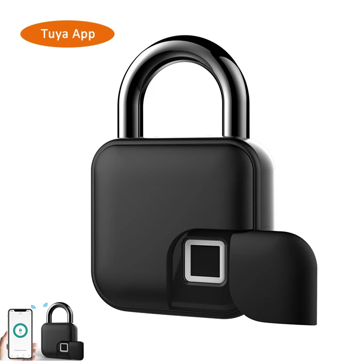 2022 Waterproof Metal Smart Fingerprint Padlock With Tuya APP For iPhone Android USB Rechargeable Electronic Door Lock