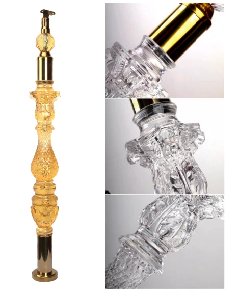 Acrylic Crystal Baluster Clear Transparency Acrylic Crystal Handrail Customized Size Luxury Gold Decorative Acrylic Stair Post