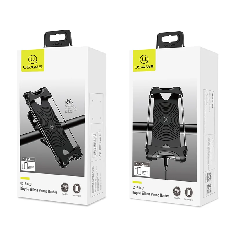
2021 Hot USAMS US-ZJ053 Silicone Aluminum Alloy Bicycle Mountain Motorcycle Handlebar Smart Mount Stand Bike Phone Holder 