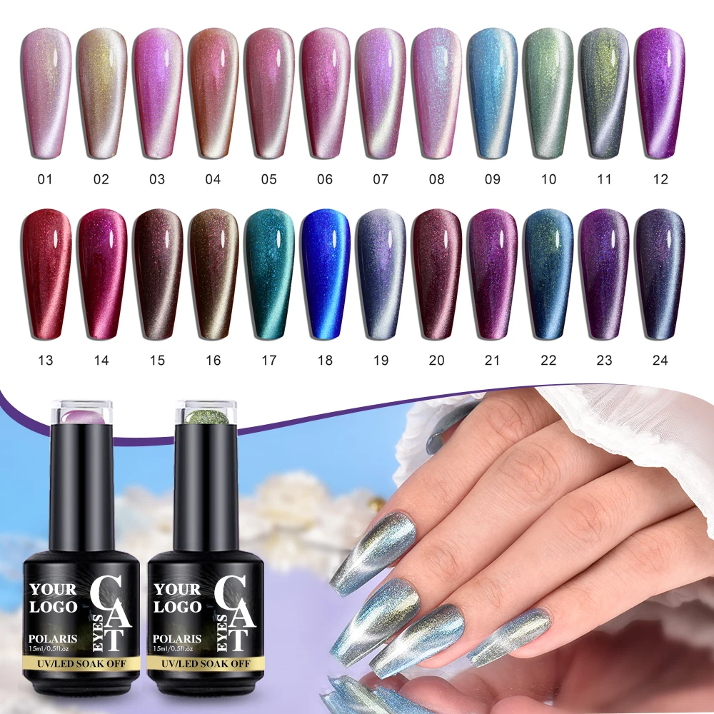 Deroi Polaris Cat Eye Gel Polish Colorful Powder Magnetic UV Gel Hema TPO Free Cat Eye Gel