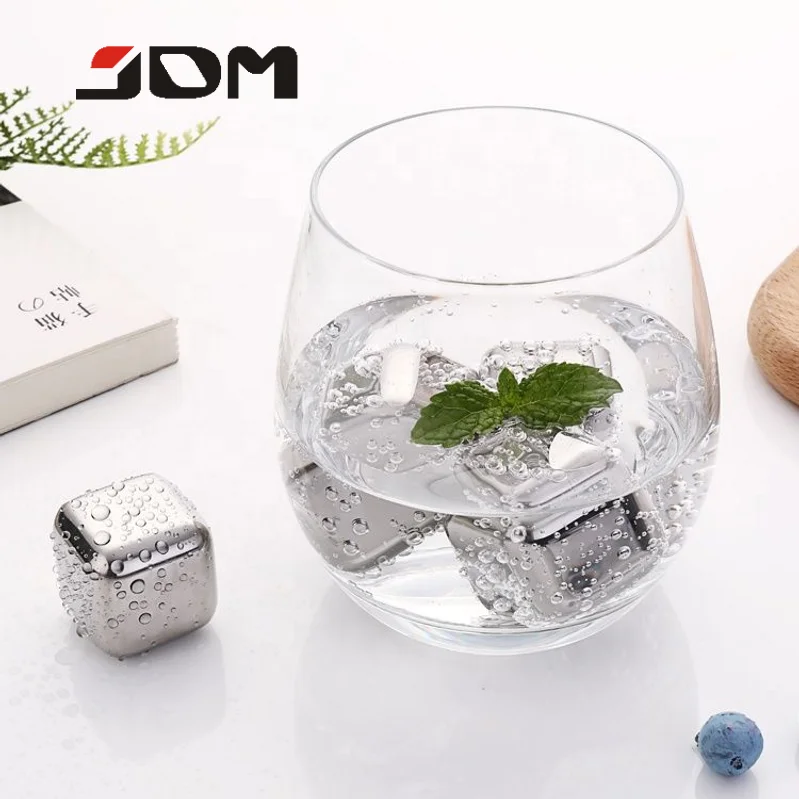Food Grade Metal Whiskey Stones 304 Stainless Steel Reusable Ice Cube For Drink