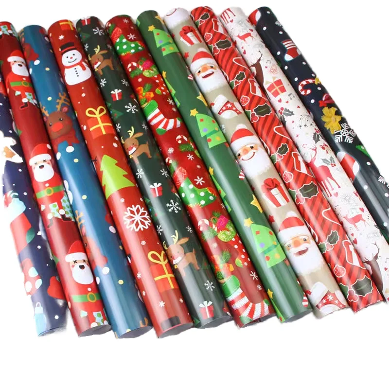 Custom Christmas Floral Flower Bouquet Wrapping Paper Roll Korean Paper Tissue Material Printed Coating DIY Gift Wrapping