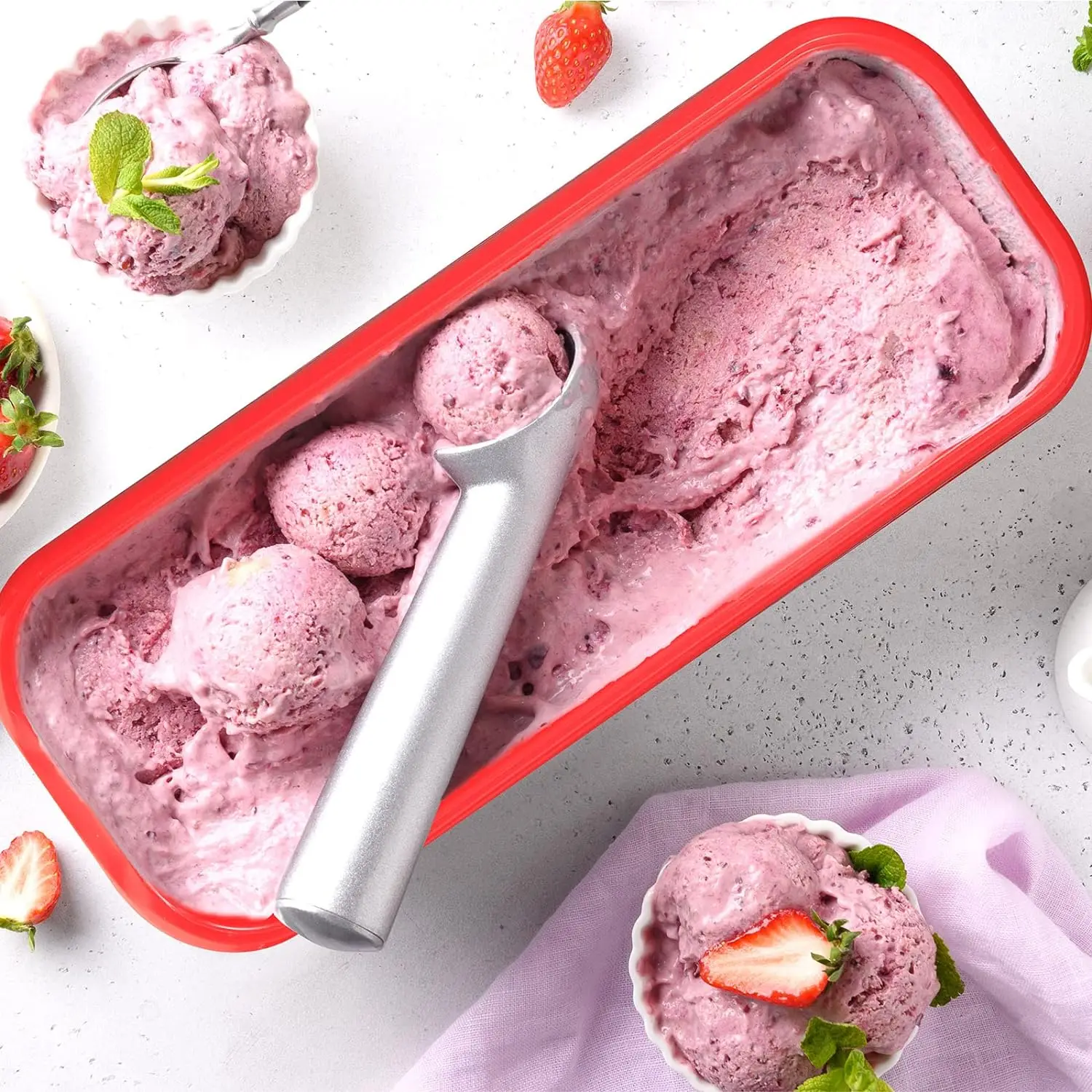 Cute Colors Large Size 1.5L Food Safe Plastic Storage Box Candy Storage Container Rectangle DIY Ice Cream Container