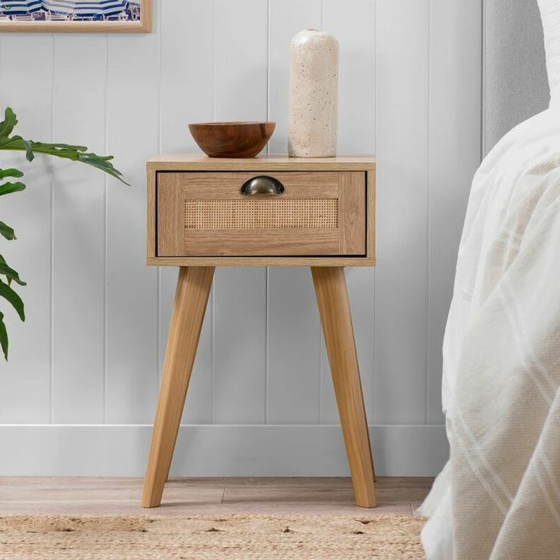 Мебель для спальни с 1 выдвижным ящиком, современная лампа, прикроватный столик, деревянная белая тумбочка