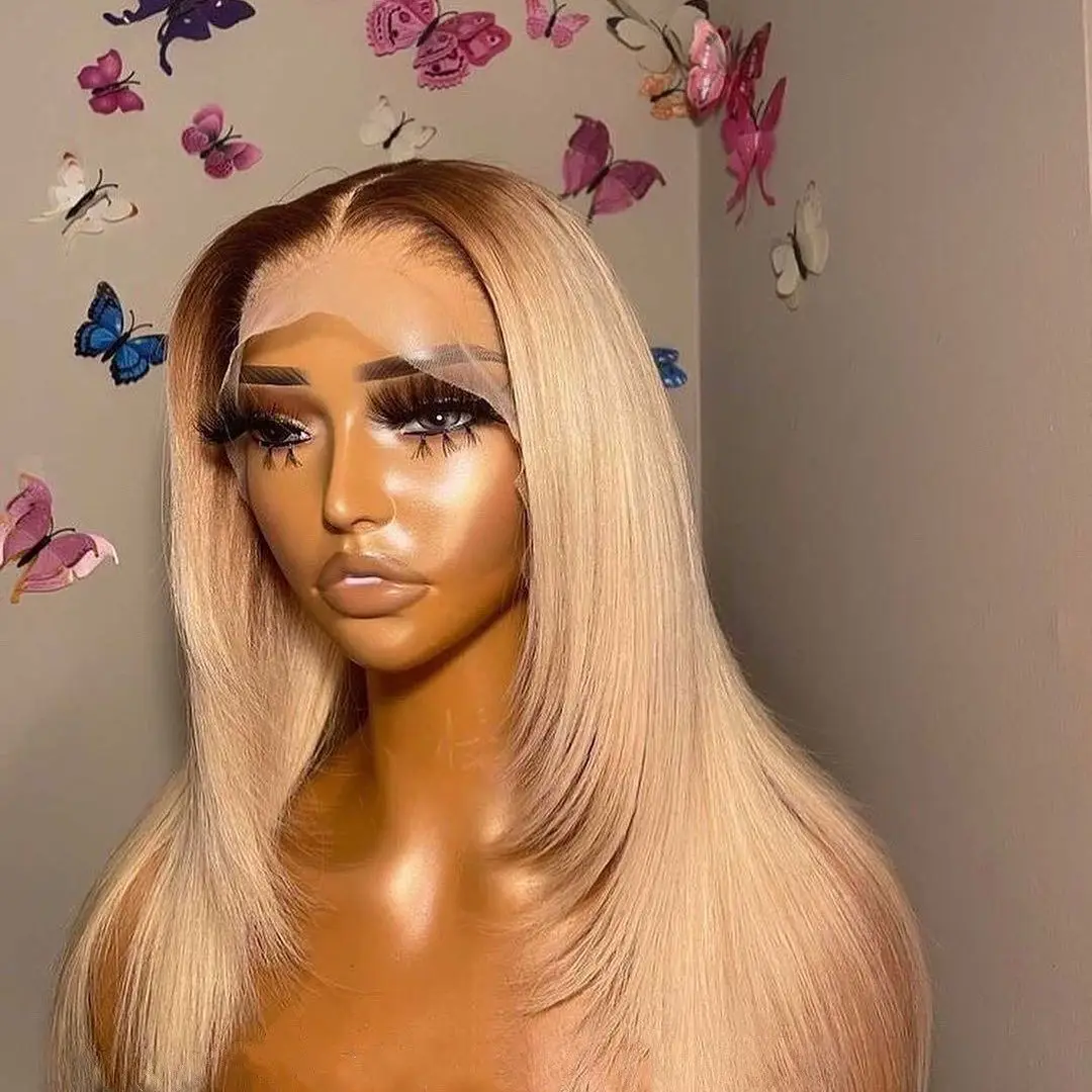 613 Blonde Color Layered Cut Human Hair Cuticle aligned Lace Front Wig Virgin Layer Cut Human Hair Lace Front Wigs For Women