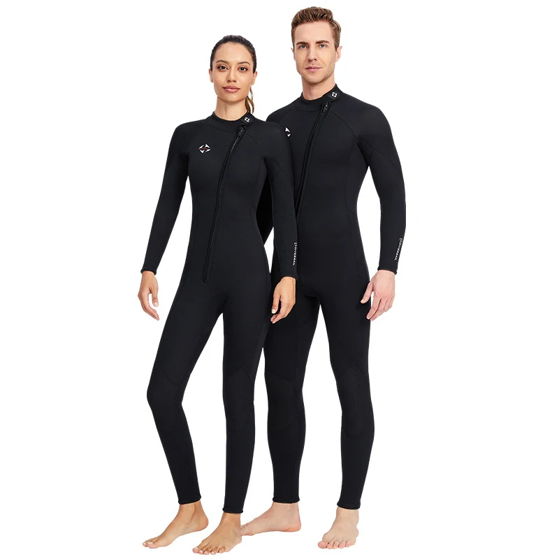 One-piece Long Sleeves Full Body Front Zipper Smooth Skin Diving Suit Unisex Women Men 3mm Freedive Surfing Neoprene Wetsuit