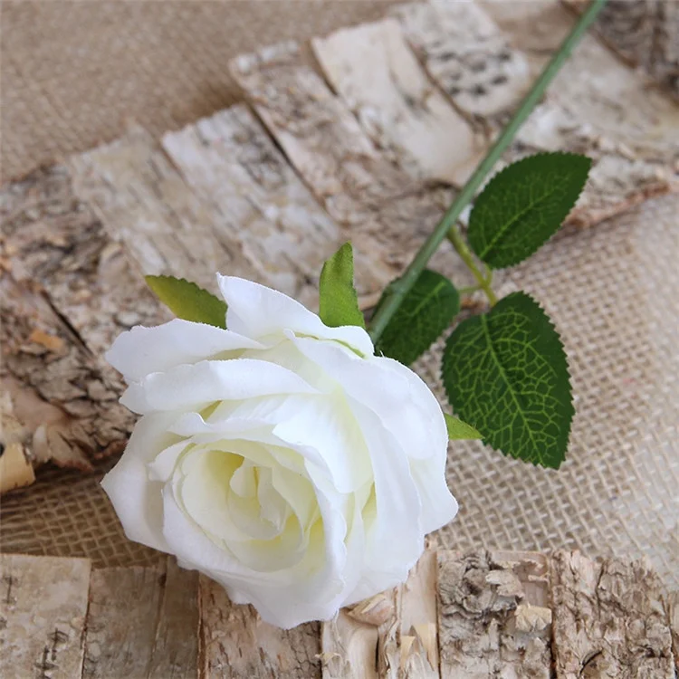 V-1324 Wholesale Velvet Single Stem Flower Pink Artificial Rose for Decoration