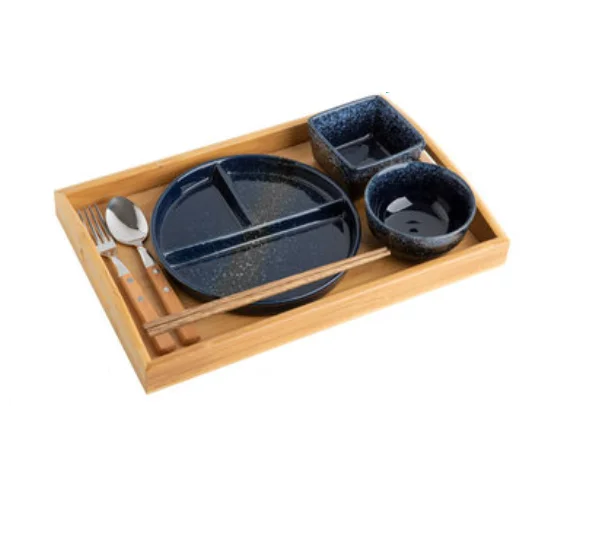 Modern Ceramic Divided Plate 8.5 inch Decorative Ceramic Appetizer 3 -Compartment Serving Platter Tray Dessert Serving Plates