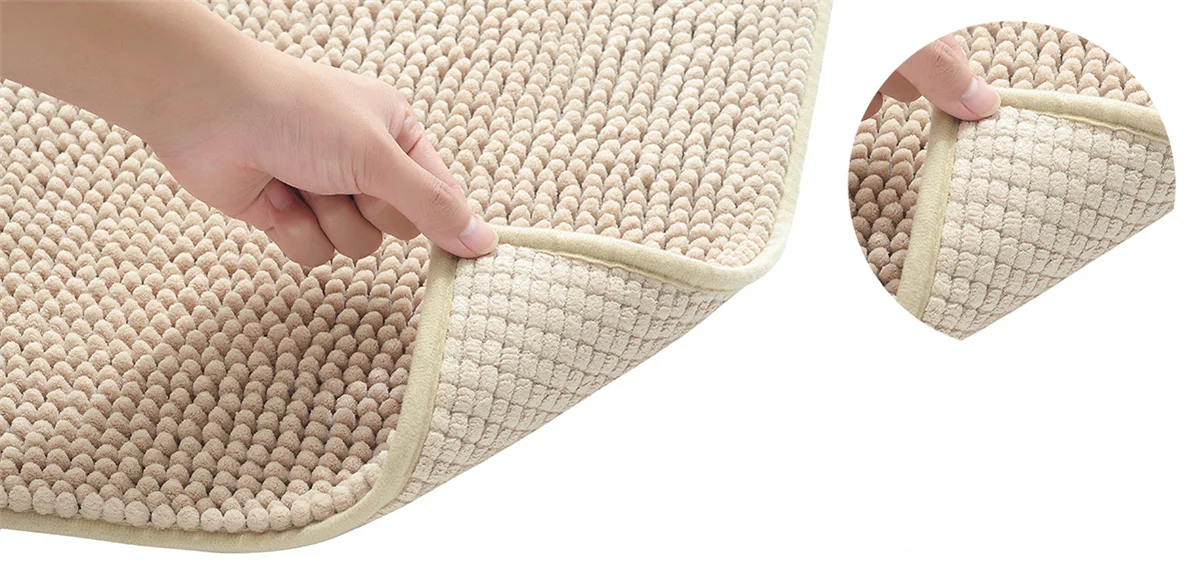 Wholesale Soft Anti-slip Waterproof Shaggy Thick Microfiber Chenille Shower Bath Mat For Hotel