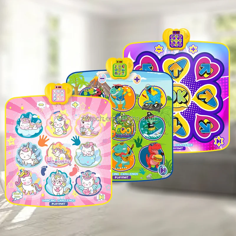 Музыкальный танцевальный коврик со светодиодными лампами 3 режима игры регулируемая громкость развивающие игрушки для детей подарки