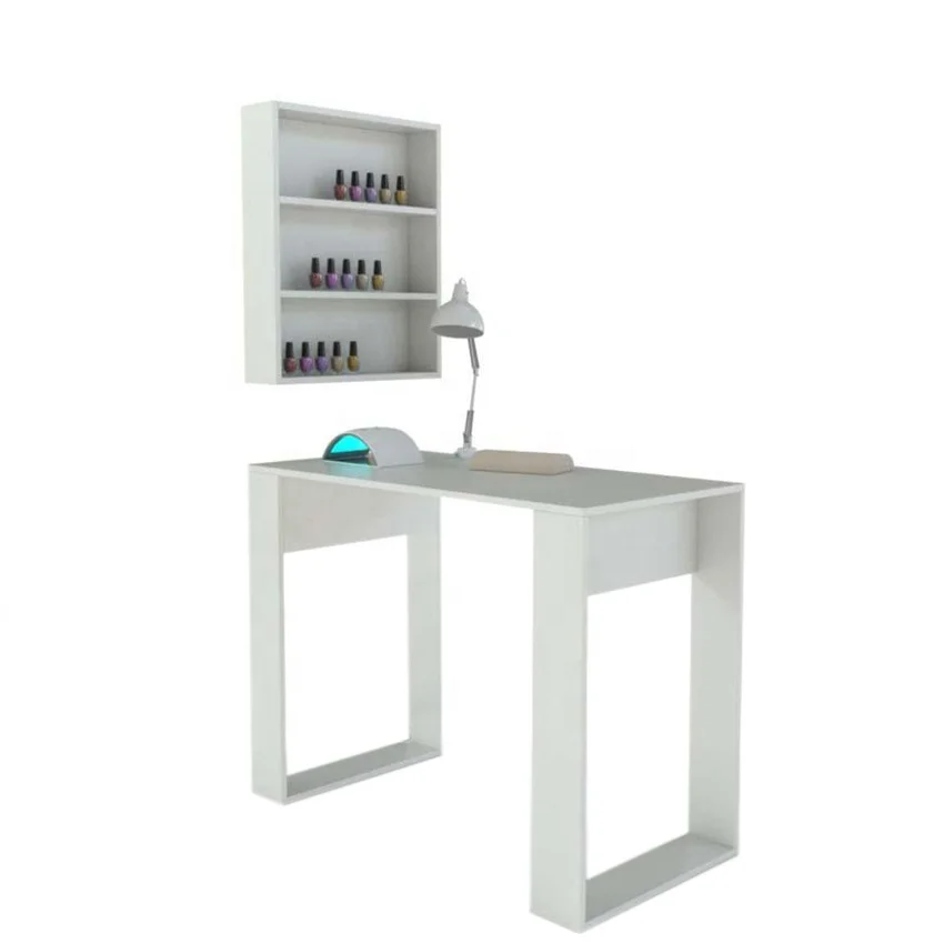 multi-function nordic nail tech desk white salon furniture nail desk table with shelf
