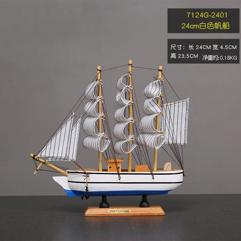 Pirate ship sailing yacht small boat model 30 40cm wooden small boat with led light deco fishing boat home table decoration