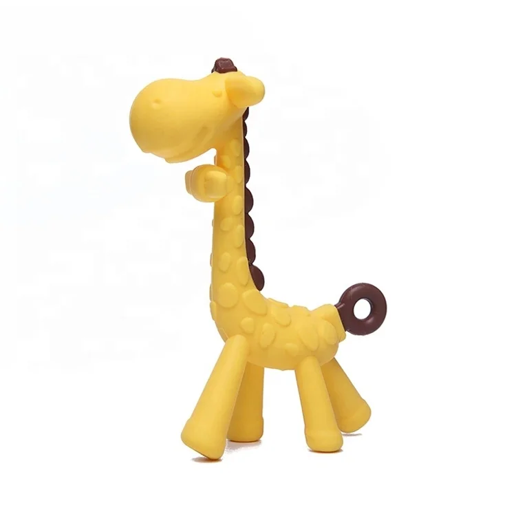 Custom Soft Animal Sika Deer baby teether Silicone funny Baby Teether