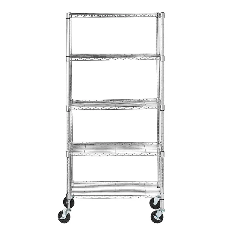 Factory Supply Chrome Powder Coated Houseware Storage 6 Layer Wire Shelf Mesh Shelves For Sale