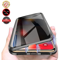 Double Side Clear High Quality Explosion-Proof Tempered Glass Anti-Peep Magnetic Phone Case For Iphone 11 Pro Max