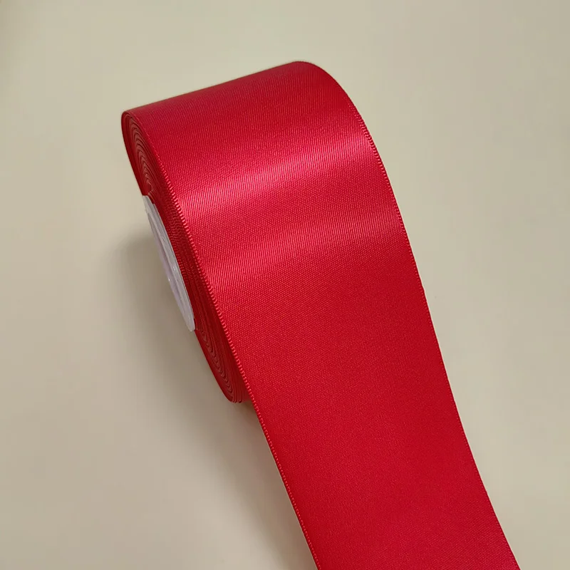 Customized 5cm wide double-sided Polyester Ribbon Plain Color packaging gift Decoration Satin Ribbon Roll