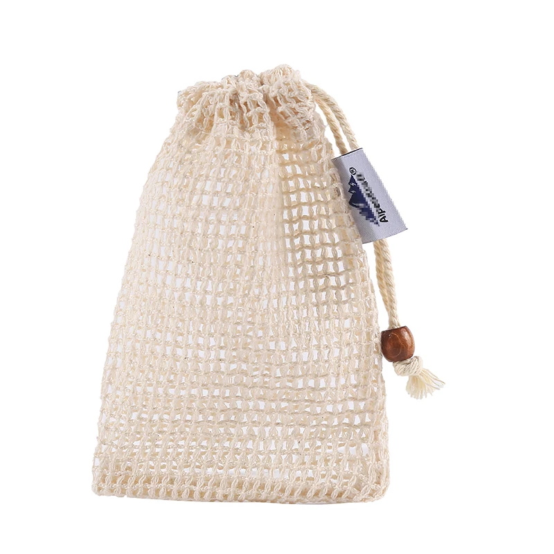 Eco-Friendly 100% Cotton Soap Mesh Bag With Drawstring Handle Soap Packaging Saver Pouch Net Bag For Shower