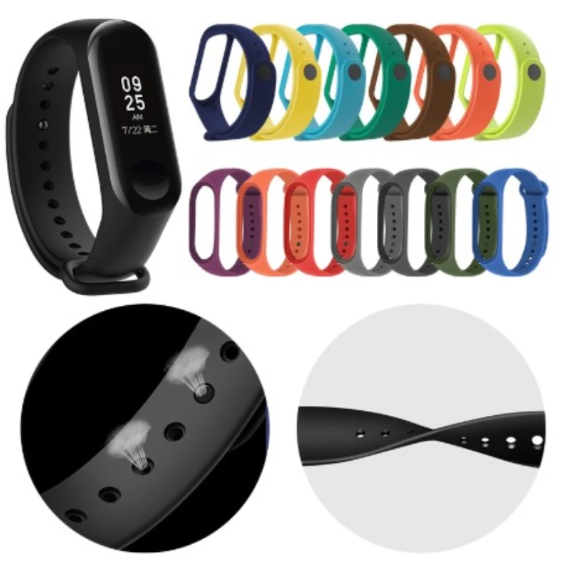 Original Silicone Strap For Xiaomi Mi Band 4 3 5 6 Wristband Wholesale Fitness Bracelet Smart Watches M4 M3 Colors Wrist Correa