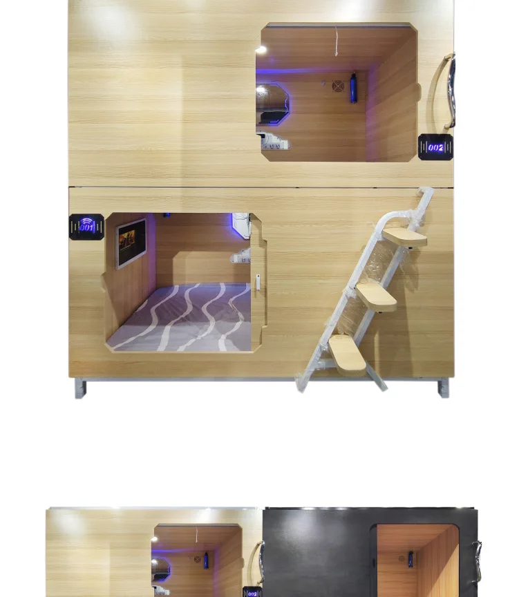 best Quality selling Hotel wooden c bunk bed hostel capsule size bed capsule bed