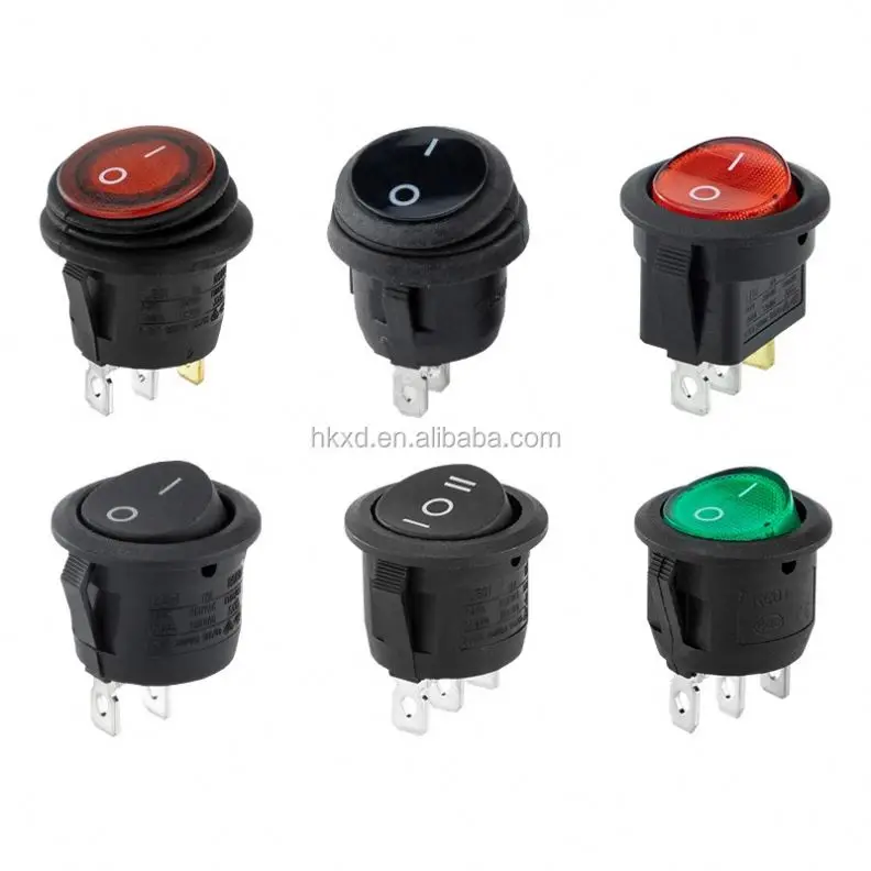 KCD1-105 20MM ON-OFF Round Rocker Toggle 6A 250VAC 10A 125VAC Plastic Push Button Switch 2pin 3pin 2Position 3Position