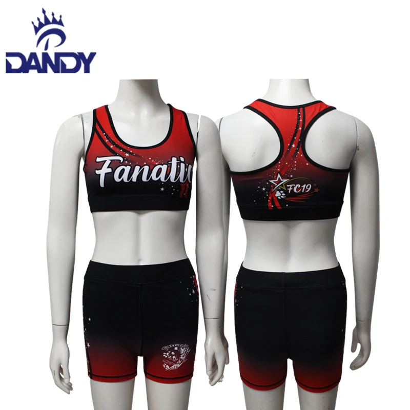High quality design Customized Cheerleading cheer train uniform practice sports crop tops and skirt complete wear