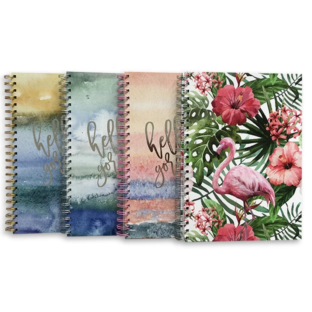 OEM Logo A4 A5 Paper Printing Fancy Notebook Floral Planner Custom Spiral Journal Book Printing