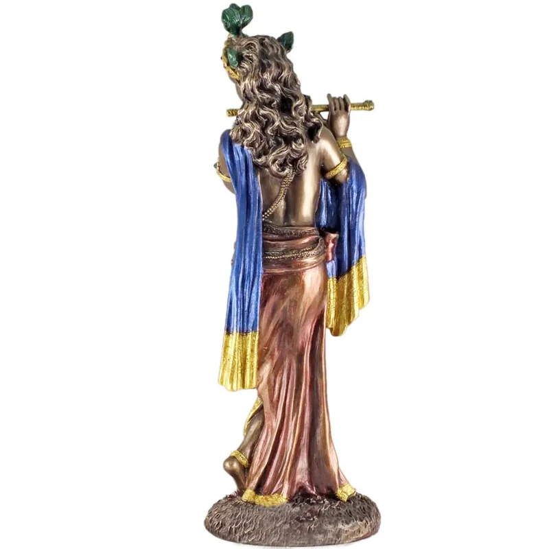 Decorative handmade religious god electroplating brass silver color idol figurine resin lord radha krishna statue