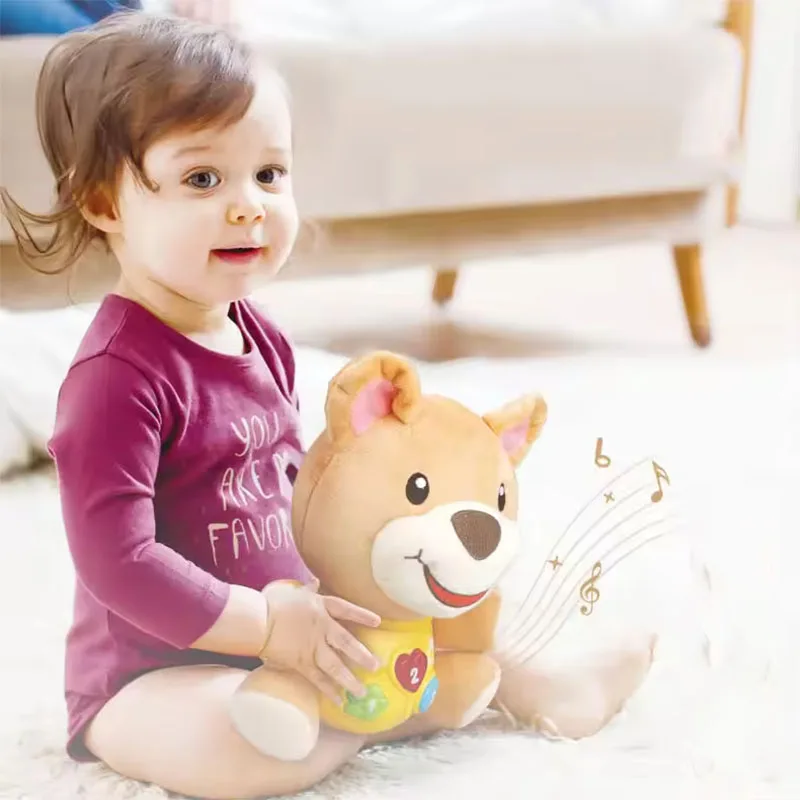 Cute Cartoon Soft Animal Baby Sleeping Electronic Plush Comfort Toys With Music And Light