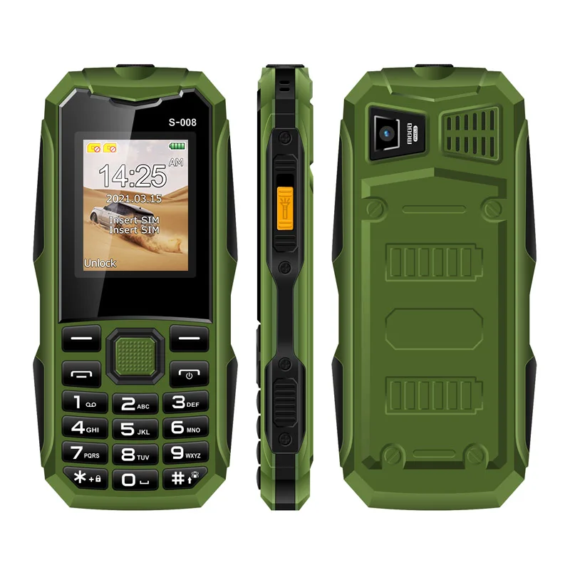 GSM Dual SIM card OEM cellphones Rugged style wholesale feature phone S008 Button Top 10 best mobile phones in china