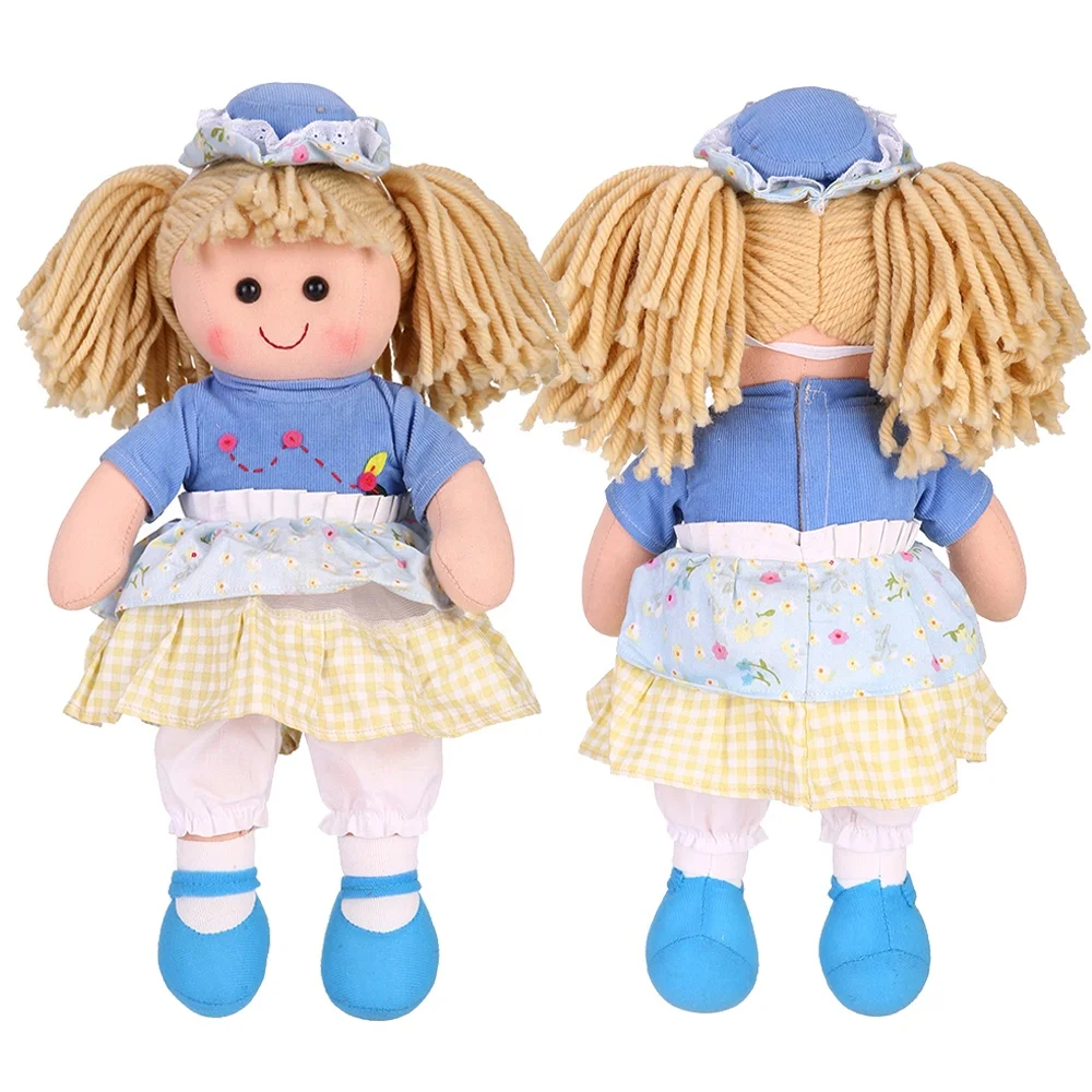 Lovely Girls Cartoon Rag Baby Dolls Toys Wholesale Cheap Soft Handmade Cotton Rag Dolls For Kids