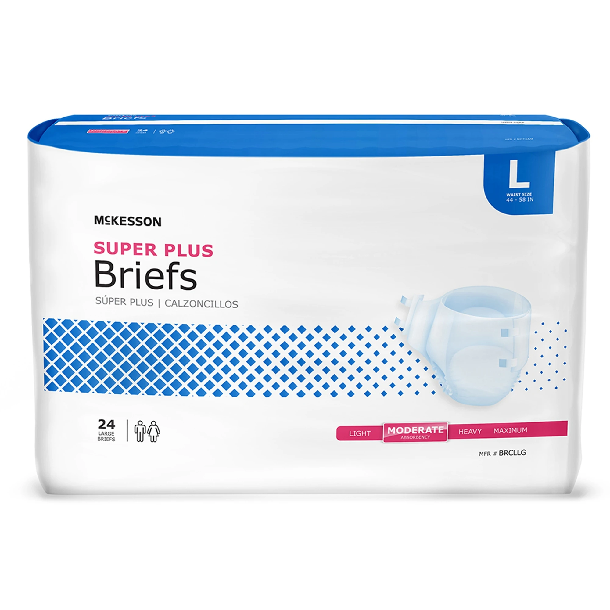 McKesson Super Plus Incontinence Brief L Contoured  BRCLLG  Moderate  72 Ct