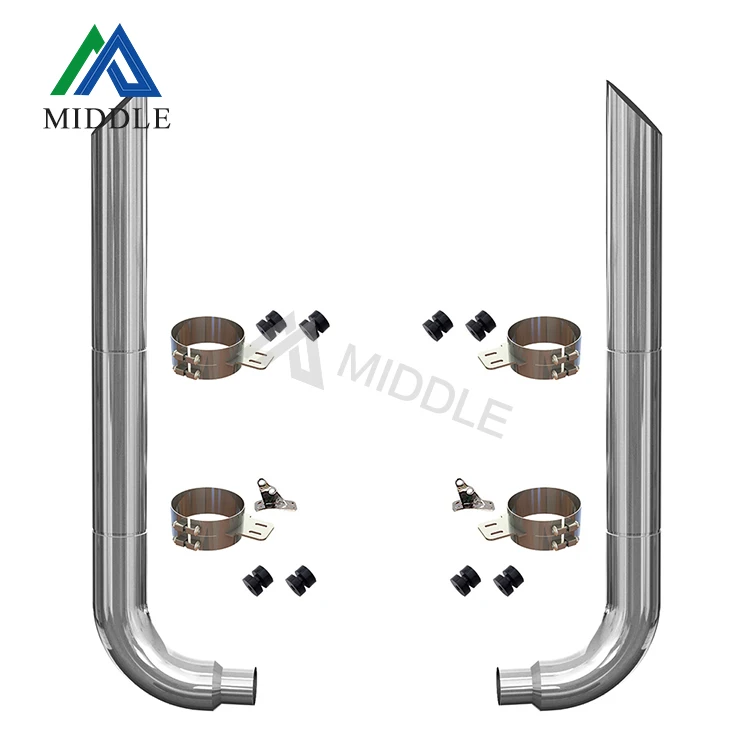 New Hot Sale Semi Truck Chrome West Coast Curved Stack Stainless Steel Exhaust Pipe For Freightliner Cascadia Kenworth