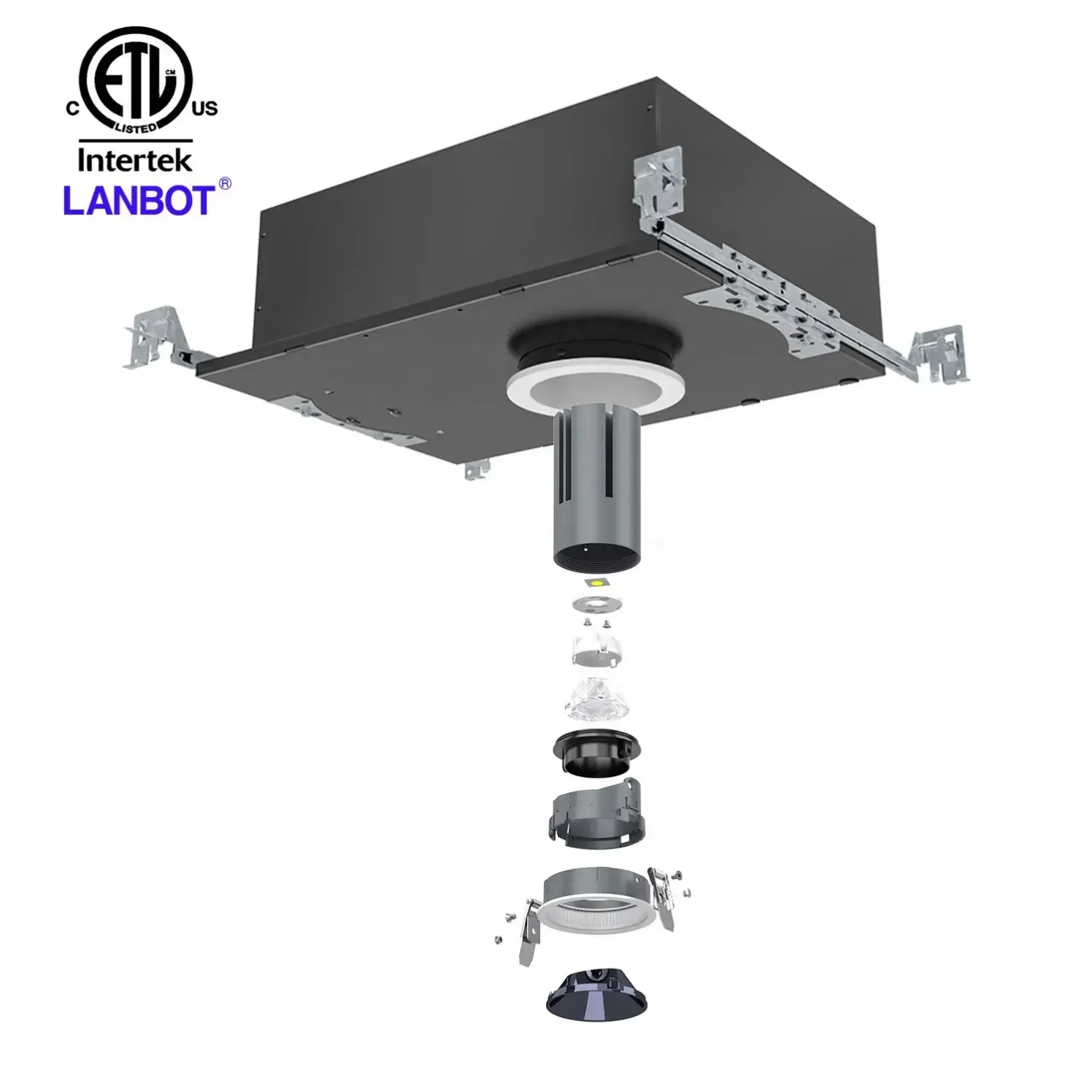 3inch 25w square LED downlight gimbal dip switch 27K30K40K50K60K ETL ES FCC driver damp location air tight adjustable beam angle