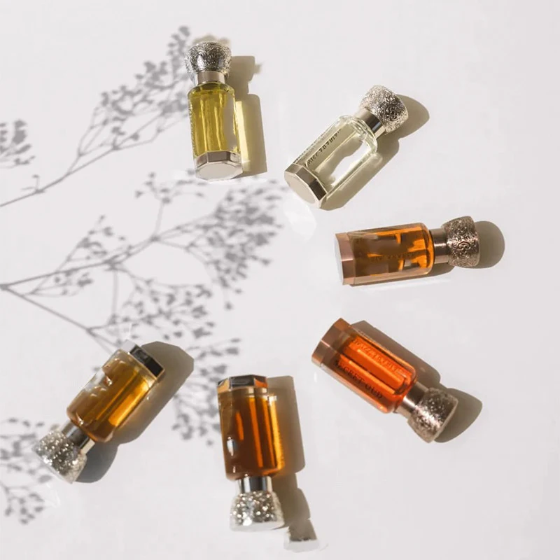 3ml 6ml 12ml Luxurious Zinc Alloy Screw Cap Arab Arabian Octagonal Tola Polished Clear Glass Bottle Oud Oil Attar Bottles