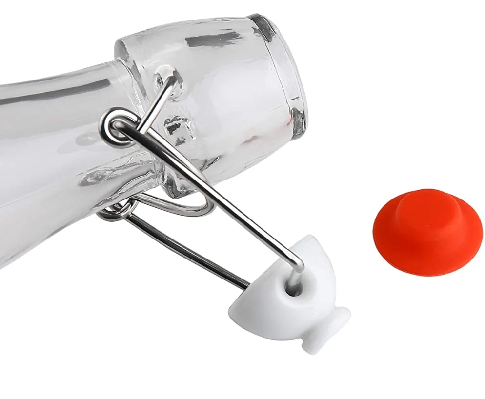 
500ml Round Square Swing Top Grolsch Glass Bottles 16oz CLEAR For Brewing Kombucha Kefir Beer 