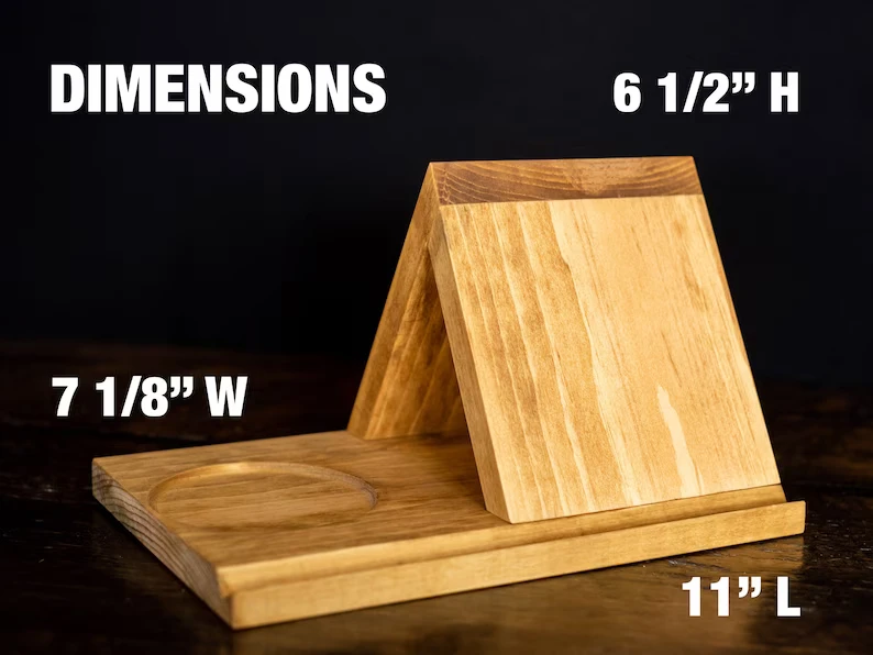 Wood Triangle Night Stand Book Holder Personalized Rest with Drink