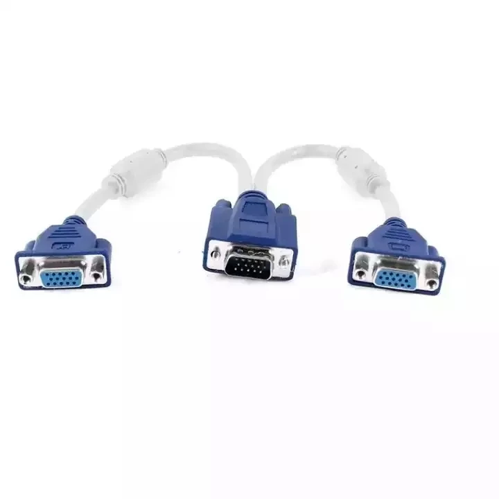 VGA 15 pin Male to 2 VGA Female Y splitter Video Monitor cable Converter Adapter