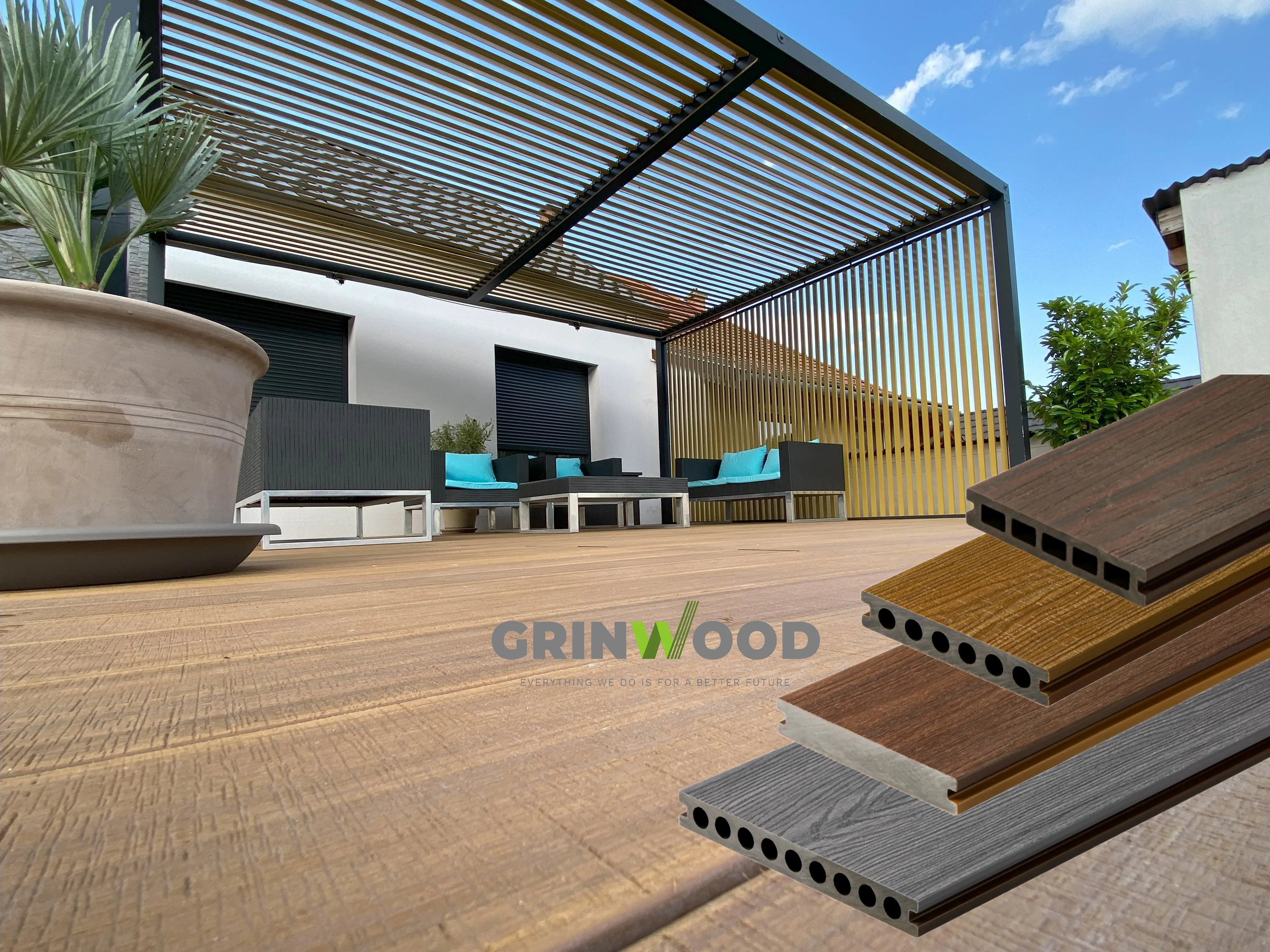 Decking Boards for Swimming Pool Garden Deck Wpc Decking Outdoor Construction Materials