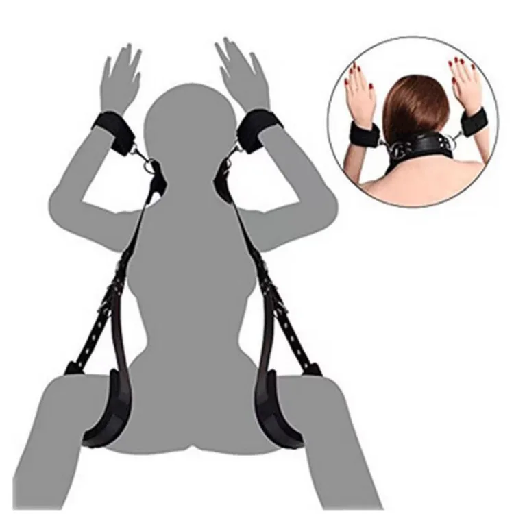 SHEYAY Sex Bondage Thigh Sling Leather Bed Restraints Kit Straps Adjustable Wrist Thigh Soft Handcuffs Straps Cuffs for SM Games