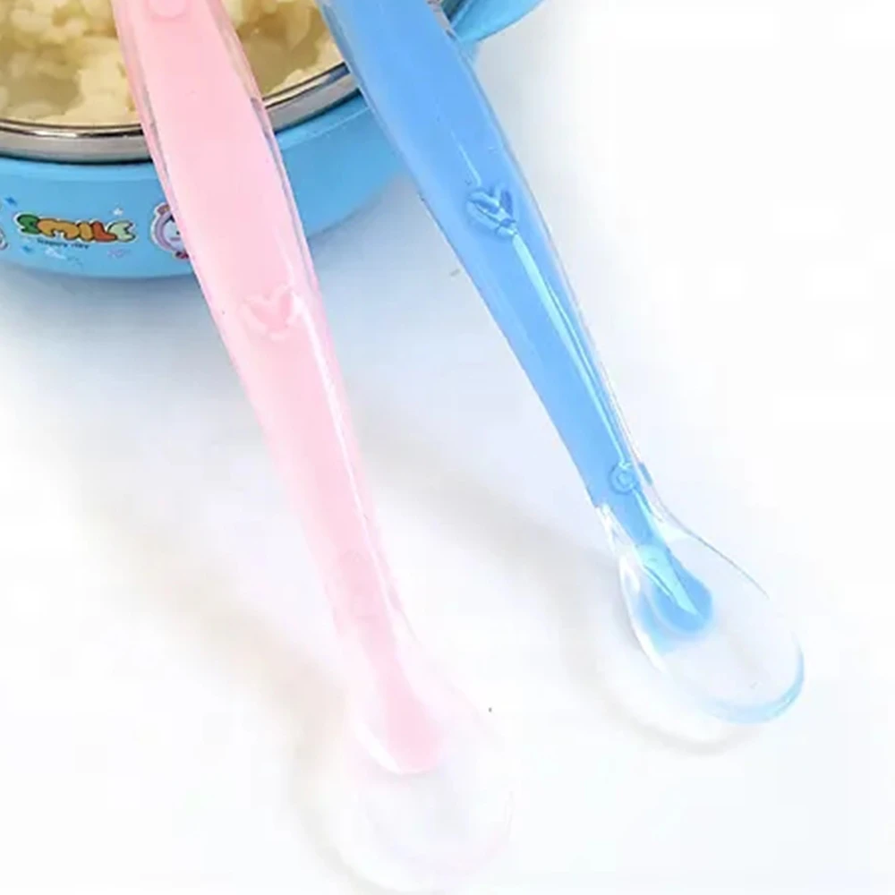 Wholesale High Quality Silicone Kids Spoon Baby Training Tableware Spoon Kids Feeding Soft Silicone Baby Spoon