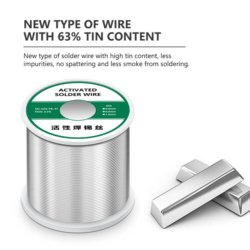 Tin Wire Rosin Activated Core Wire 63/37 0.6mm 0.8mm 1.0mm Mobile Phone/electronics Repairing Support 1 Years / Sn63%pb37%