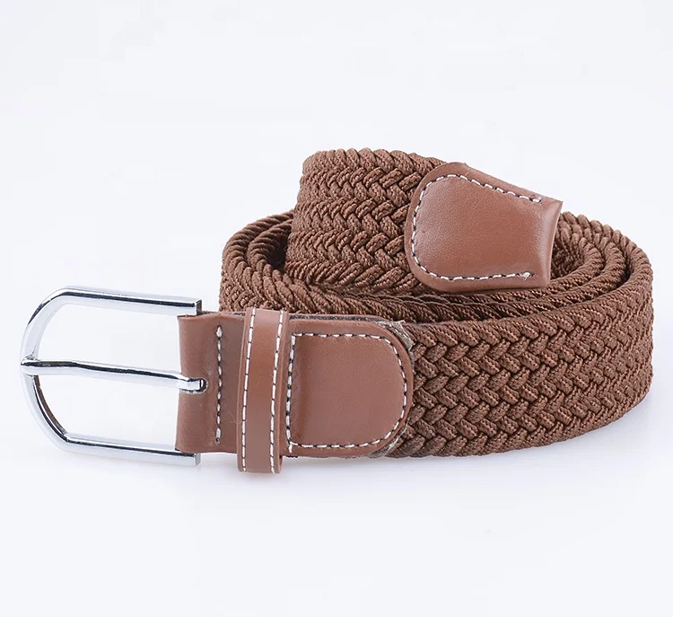 Custom Unisex Men Casual Knitted Fabric Woven Braided Elastic Stretch Belt for Women Jeans Multi-color