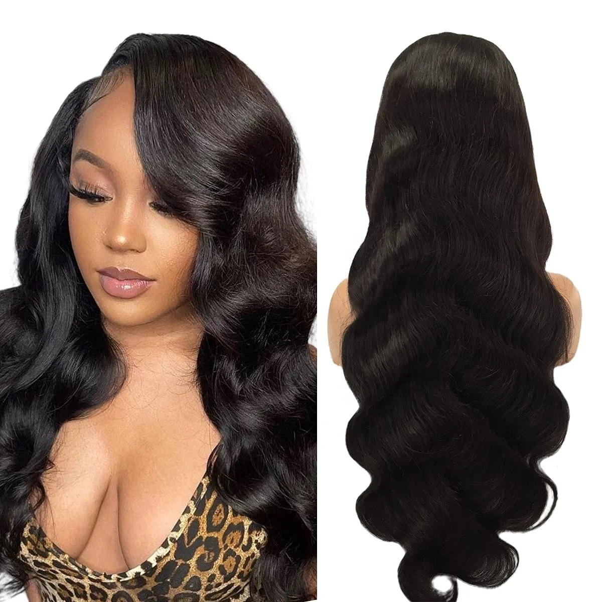lack Women Human Hair 13x6 HD Lace Front Wigs,Body Wave Lace Front Wig Natural Color,natural Hairline with baby hairoby hair