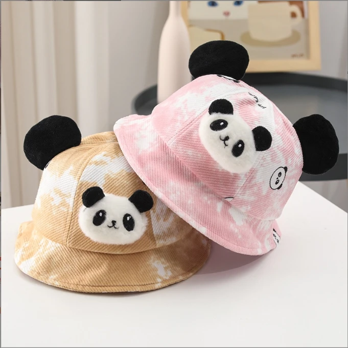 Cartoon Cotton Bucket Hat Spring Outdoor Panda Print Sun Visor Hats Embroidery Fisherman Hats