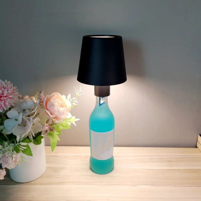 Wine Bottle Base Led Rgb Rechargeable Cordless Table Lamp For Couple Dinner Coffee Table Restaurant Bedroom
