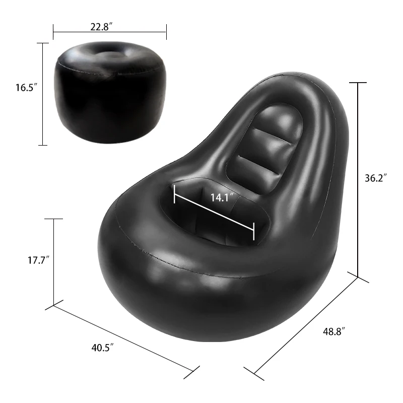 Hot Sale Pvc Living Room Furniture BBL Relax Air Chair Lazy Inflatable Sofas With Foot Stool