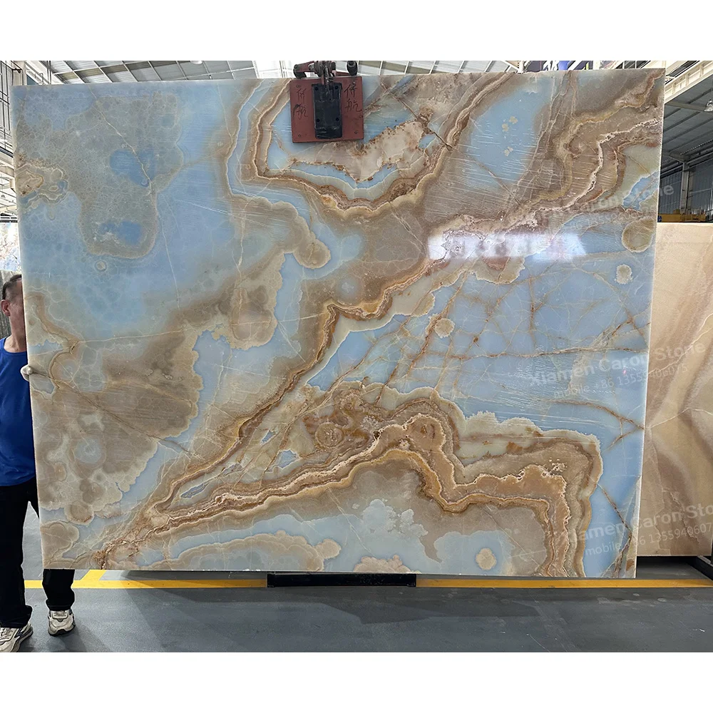 New arrival  House decoration real transparent Blue onyx Blue Aurora marble stone for floor and wall tile