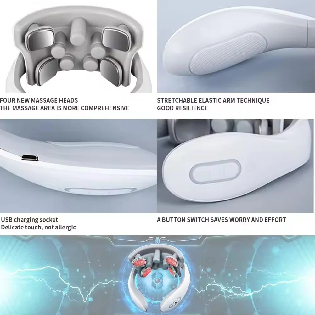 Smart OEM Neck And Shoulder Relax Massage Device Electric Heating Pulse Portable Tens EMS Neck Massager