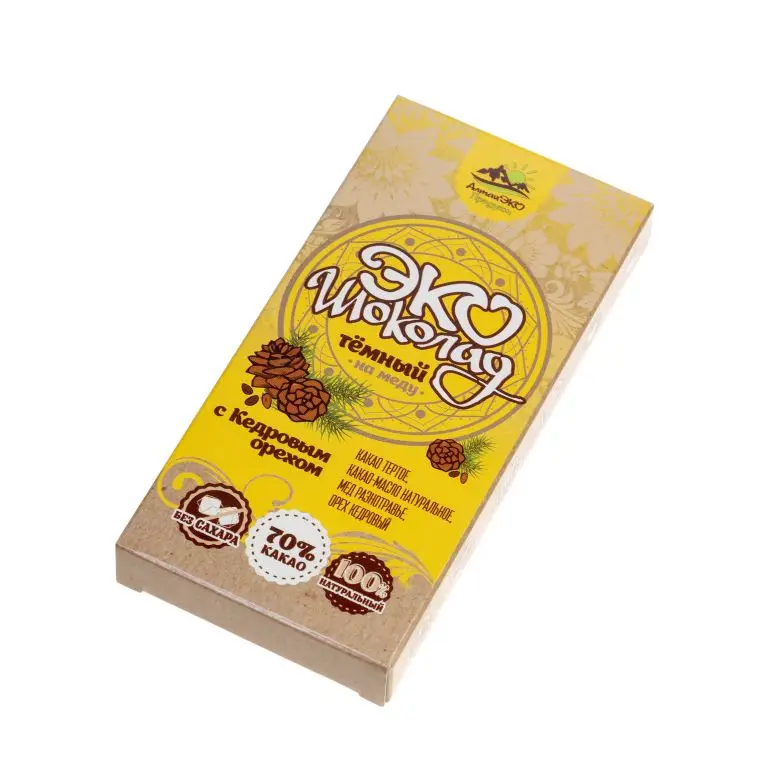 
Dark Chocolate (70% Cocoa) With Honey And Pine Nuts, 75g 